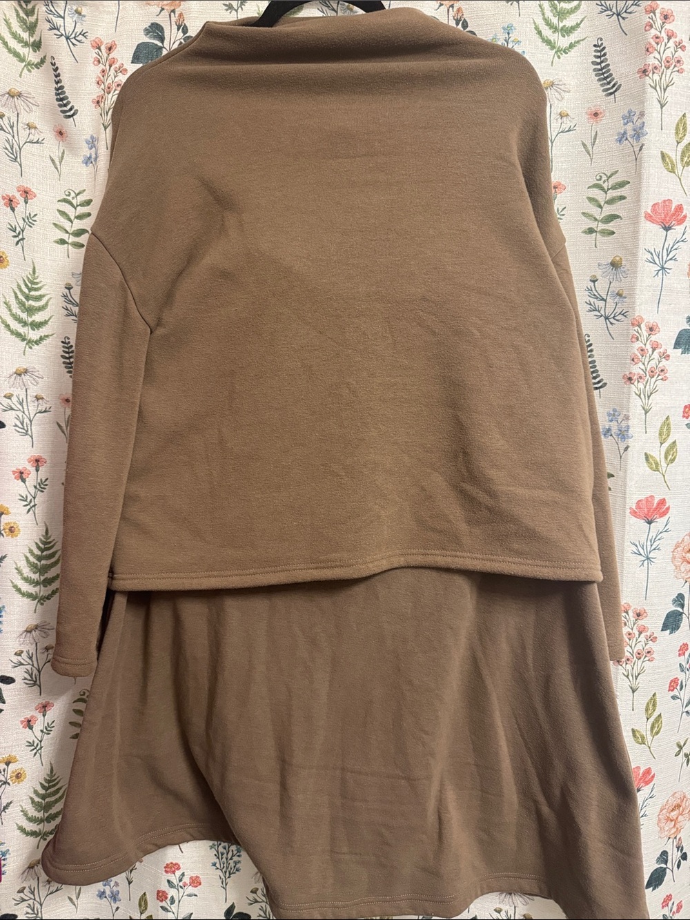 Brown Layered Fleece shirt and skirt
